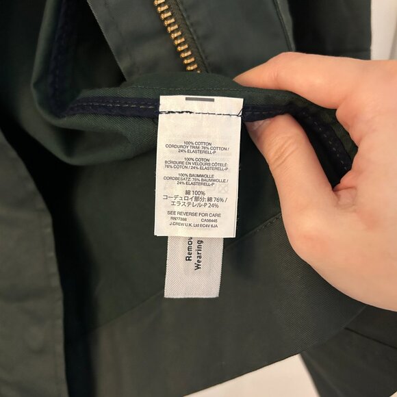 J. Crew Women's The Downtown Wax Coated Long Field Jacket in Green Size XXS - Picture 10 of 12